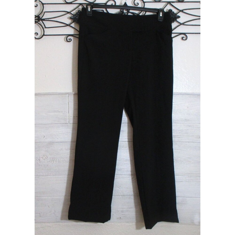 Studio 253 Trouser Dress Pants Size 6 Black Tapered Leg Pockets